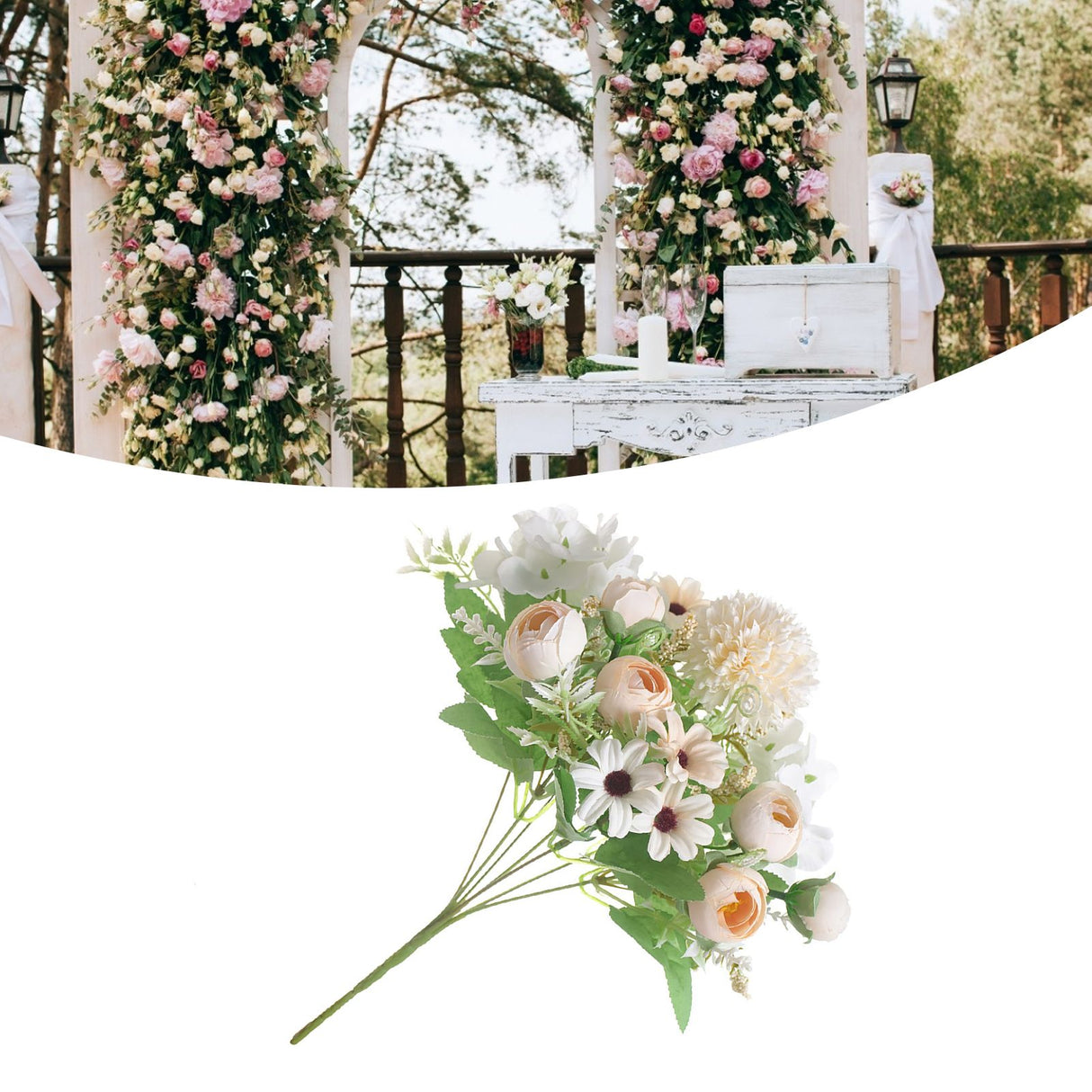 Artificial Flower Exquisite Lifelike Silk Cloth Faux Flower for Photography Wedding Home Shop Decoration Champagne