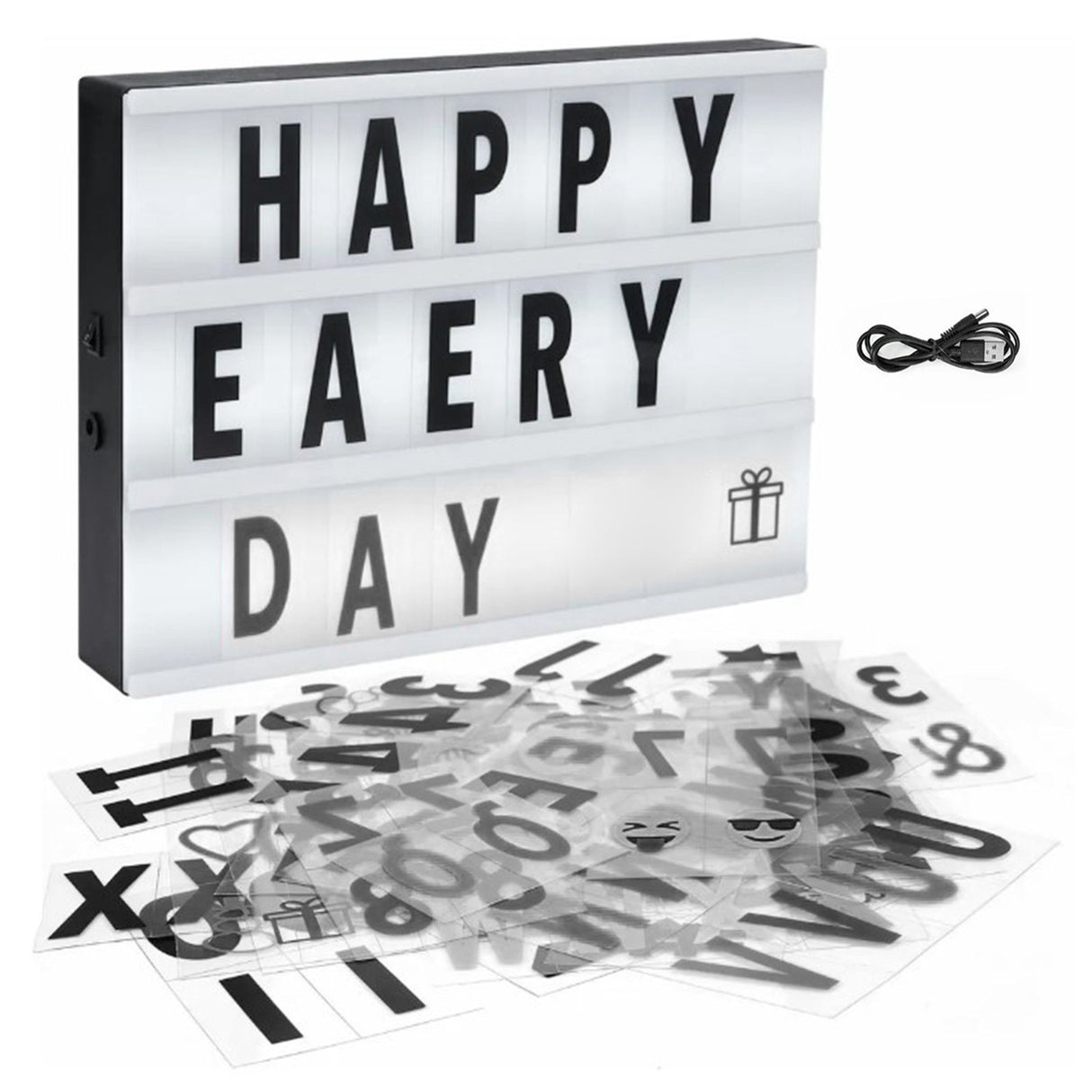 Cinema Light Box with Letters DIY Warm Light Up Letter Box with 96 Lettering Sticker for Room Decoration