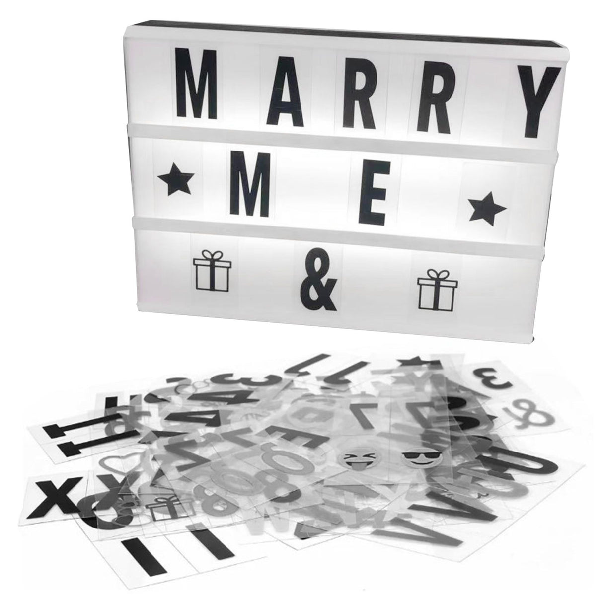 Cinema Light Box with Letters DIY Warm Light Up Letter Box with 96 Lettering Sticker for Room Decoration