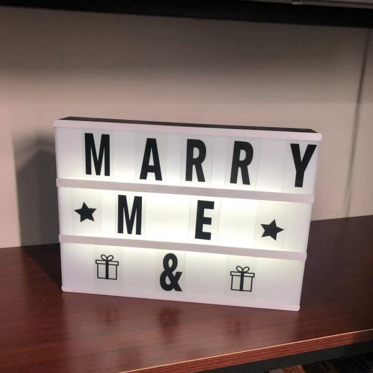 Cinema Light Box with Letters DIY Warm Light Up Letter Box with 96 Lettering Sticker for Room Decoration
