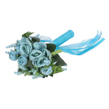 Wedding Bouquet Simulation Artificial Rose Lifelike Green Leaves Modern Elegant Rose for Wedding Church Home Decor Lake Blue