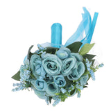 Wedding Bouquet Simulation Artificial Rose Lifelike Green Leaves Modern Elegant Rose for Wedding Church Home Decor Lake Blue