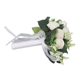 Wedding Bouquet Simulation Artificial Rose Lifelike Green Leaves Modern Elegant Rose for Wedding Church Home Decor Milky White