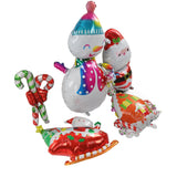 Christmas Foil Balloons Father Christmas Sleigh Father Christmas Snowman Candy House Christmas Ballons Decoration Kit - Close-Up Angle
