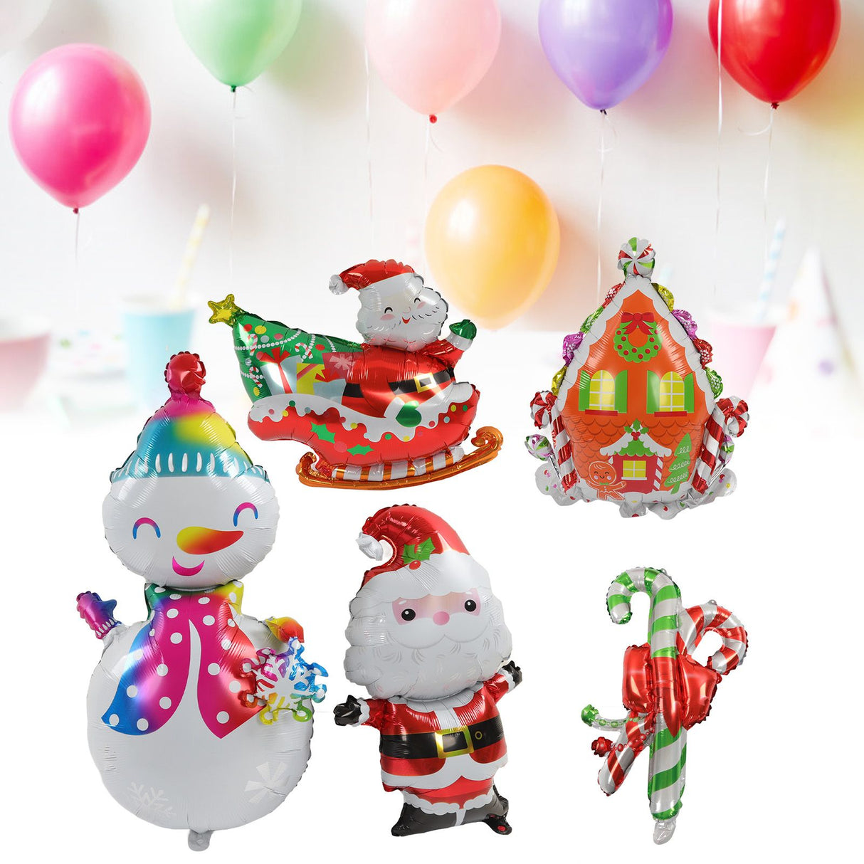 Christmas Foil Balloons Father Christmas Sleigh Father Christmas Snowman Candy House Christmas Ballons Decoration Kit