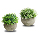 2 PCS Simulated Plant Bonsai Semicircular Ball Pulp Bonsai Desktop Green Plants Potted Ornaments White Green - Front View