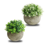 2 PCS Simulated Plant Bonsai Semicircular Ball Pulp Bonsai Desktop Green Plants Potted Ornaments White Green - Side View