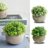 2 PCS Simulated Plant Bonsai Semicircular Ball Pulp Bonsai Desktop Green Plants Potted Ornaments White Green - Rear View