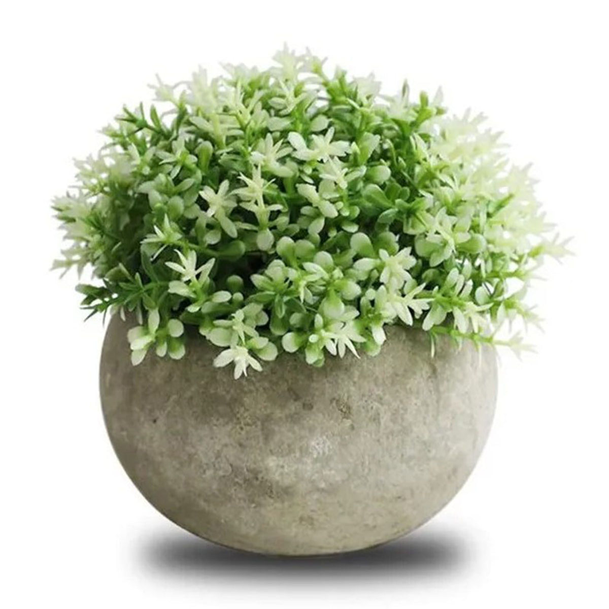2 PCS Simulated Plant Bonsai Semicircular Ball Pulp Bonsai Desktop Green Plants Potted Ornaments White Green