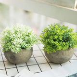 2 PCS Simulated Plant Bonsai Semicircular Ball Pulp Bonsai Desktop Green Plants Potted Ornaments White Green