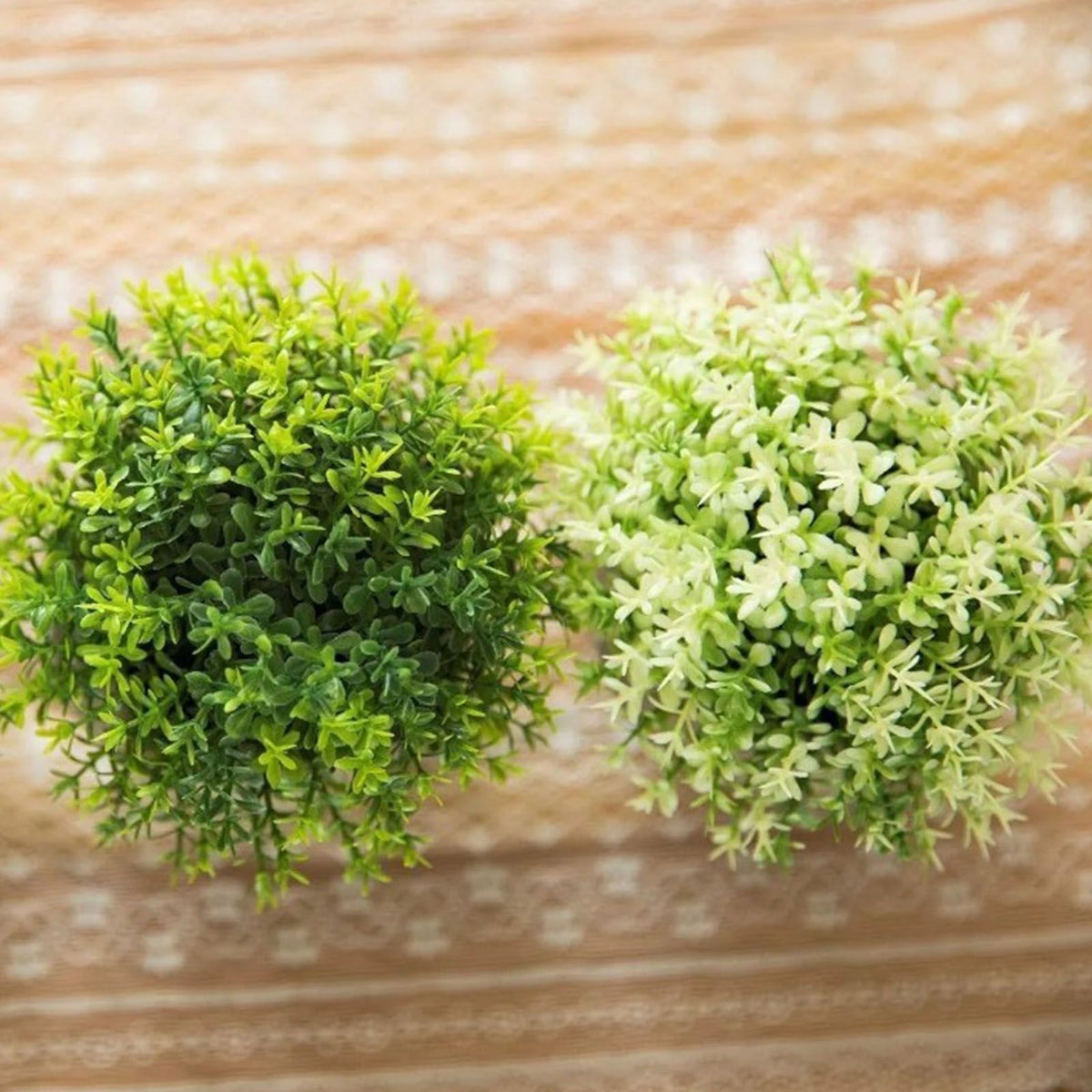 2 PCS Simulated Plant Bonsai Semicircular Ball Pulp Bonsai Desktop Green Plants Potted Ornaments White Green
