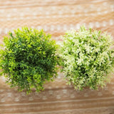 2 PCS Simulated Plant Bonsai Semicircular Ball Pulp Bonsai Desktop Green Plants Potted Ornaments White Green