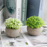 2 PCS Simulated Plant Bonsai Semicircular Ball Pulp Bonsai Desktop Green Plants Potted Ornaments White Green