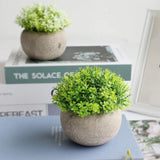 2 PCS Simulated Plant Bonsai Semicircular Ball Pulp Bonsai Desktop Green Plants Potted Ornaments White Green - Extra Image