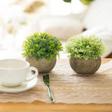 2 PCS Simulated Plant Bonsai Semicircular Ball Pulp Bonsai Desktop Green Plants Potted Ornaments White Green