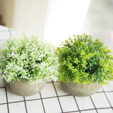 2 PCS Simulated Plant Bonsai Semicircular Ball Pulp Bonsai Desktop Green Plants Potted Ornaments White Green