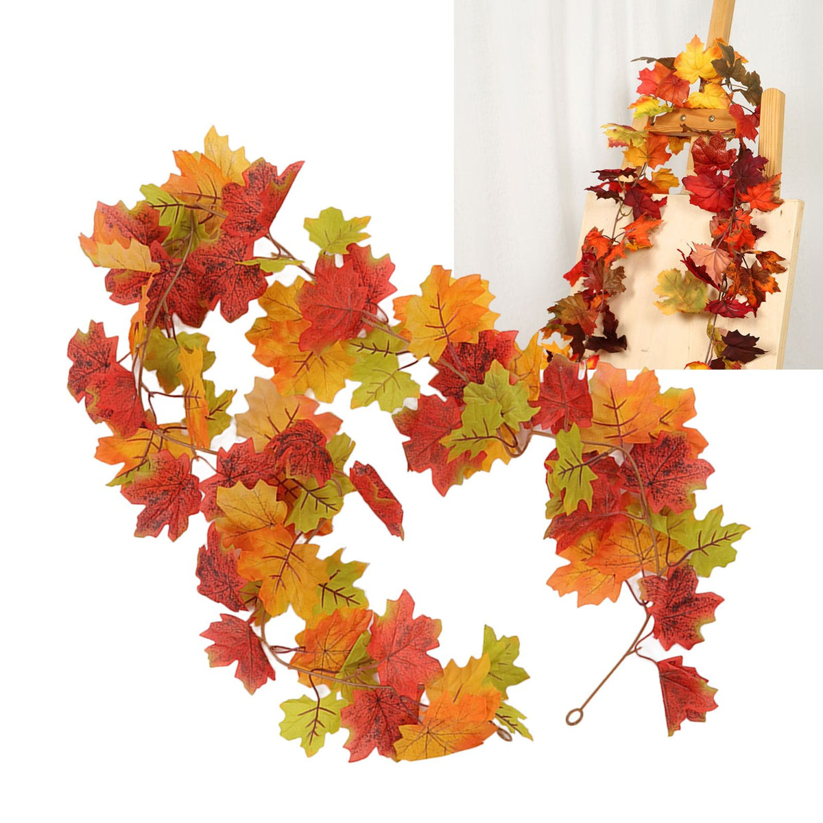 Maple Leaf Fall Garland Vivid Artificial Autumn Foliage Hanging Vine Garland for Thanksgiving Home Decoration