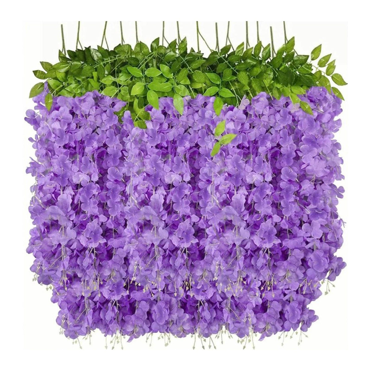 14PCS Ceiling Artificial Wisteria Flower Six Leaf Purple Blue Fake Vines Decoration for Wedding Home Ornament