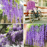 14PCS Ceiling Artificial Wisteria Flower Six Leaf Purple Blue Fake Vines Decoration for Wedding Home Ornament - Rear View