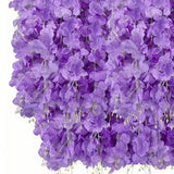 14PCS Ceiling Artificial Wisteria Flower Six Leaf Purple Blue Fake Vines Decoration for Wedding Home Ornament - Low Angle