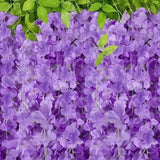 14PCS Ceiling Artificial Wisteria Flower Six Leaf Purple Blue Fake Vines Decoration for Wedding Home Ornament - Extra Image