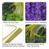 14PCS Ceiling Artificial Wisteria Flower Six Leaf Purple Blue Fake Vines Decoration for Wedding Home Ornament - Extra Image