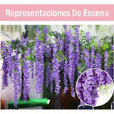 14PCS Ceiling Artificial Wisteria Flower Six Leaf Purple Blue Fake Vines Decoration for Wedding Home Ornament - Extra Image