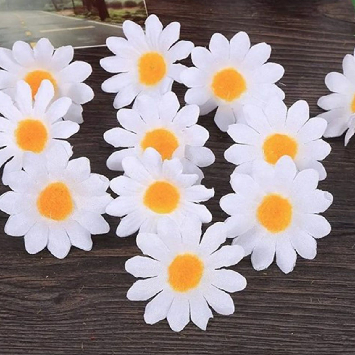 100pcs Artificial Little Daisy Lovely DIY Handcraft Silk Little Daisy for Offices Weddings White