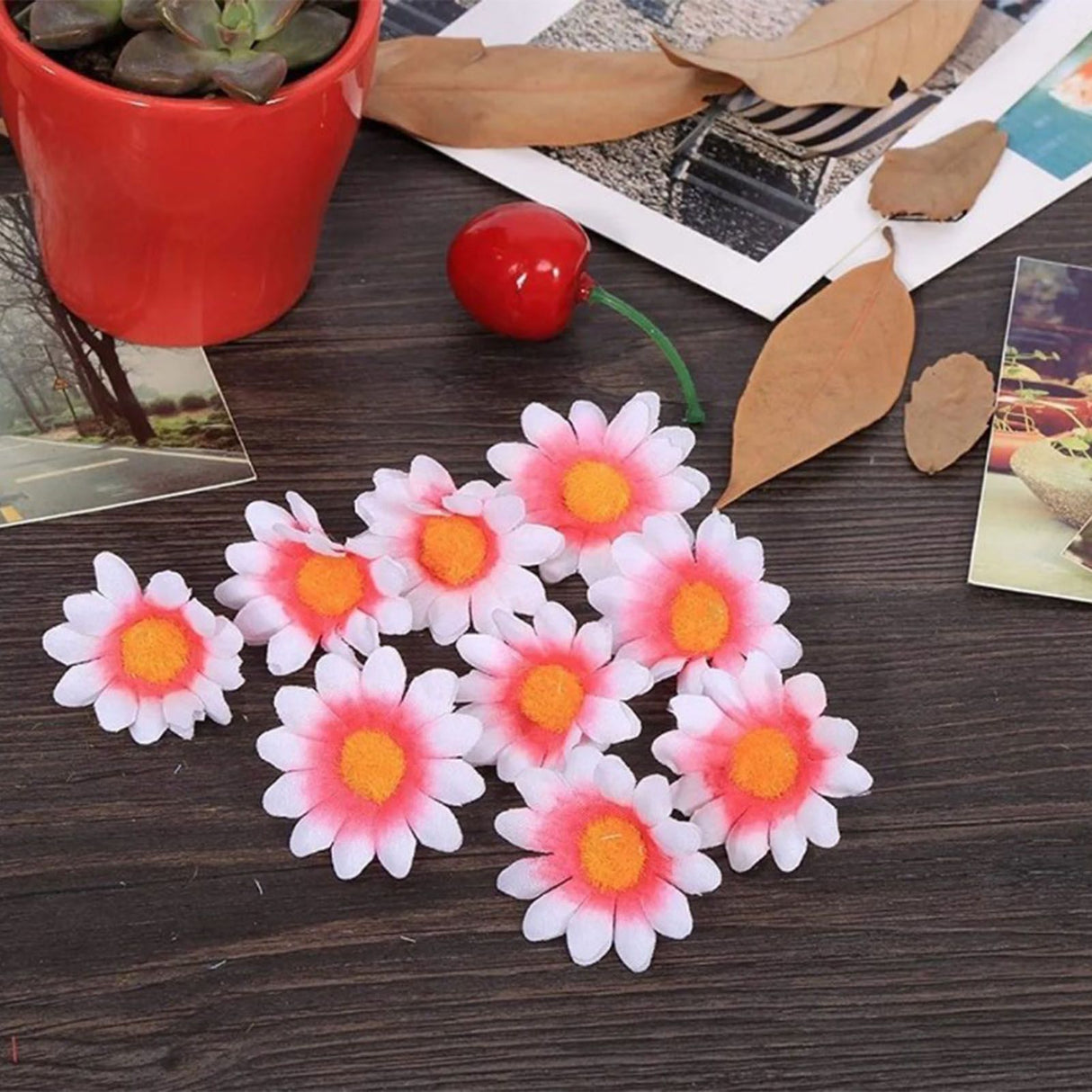 100pcs Artificial Little Daisy Lovely DIY Handcraft Silk Little Daisy for Offices Weddings Pink White