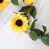 Artificial Sunflower Vines 200cm Length Lifelike Details Bright Colors Sunflower Garland for Parties Gardens Fences - Extra Image