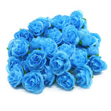 50PCS Simulation Rose Head Decorative Reusable Silk Fake Rose Flower for Wedding Party Blue
