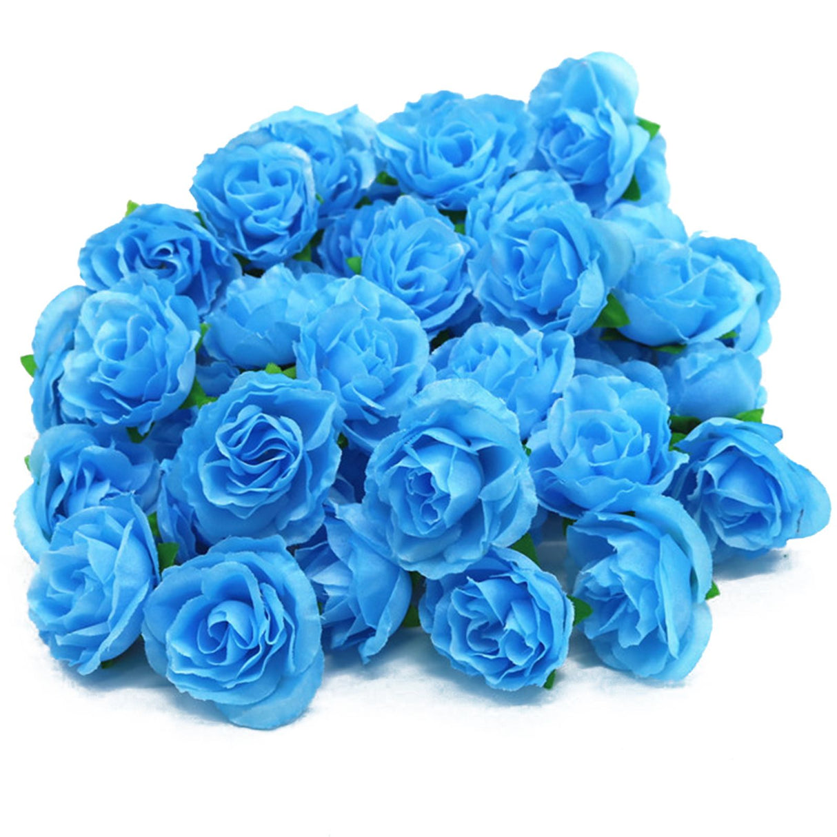 50PCS Simulation Rose Head Decorative Reusable Silk Fake Rose Flower for Wedding Party Blue
