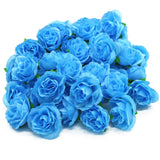 50PCS Simulation Rose Head Decorative Reusable Silk Fake Rose Flower for Wedding Party Blue - Side View