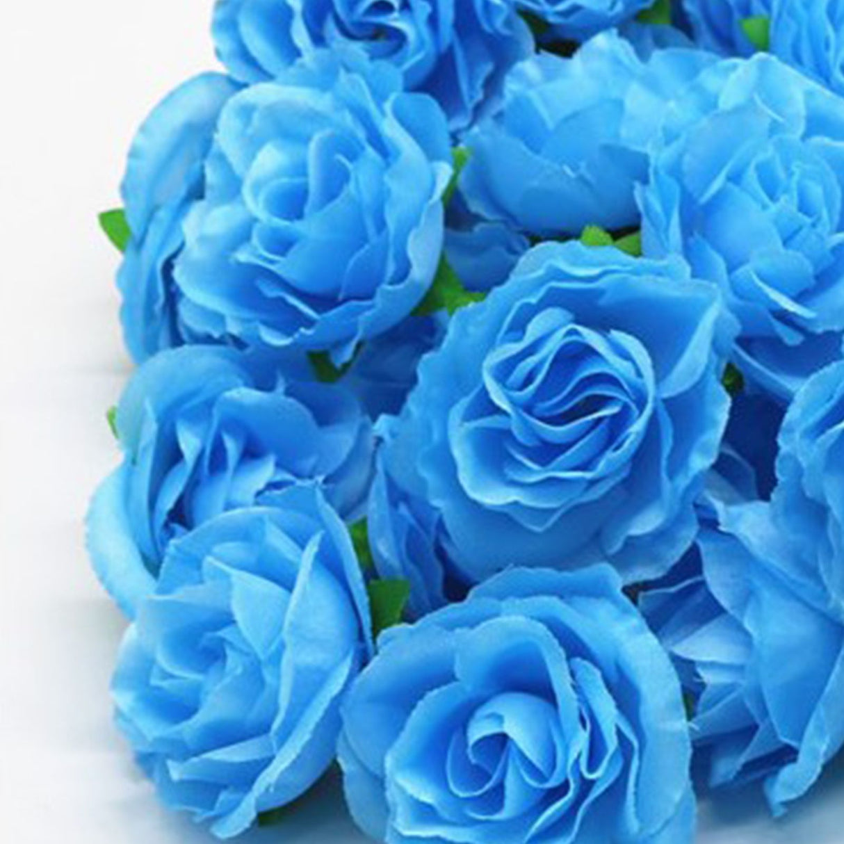 50PCS Simulation Rose Head Decorative Reusable Silk Fake Rose Flower for Wedding Party Blue
