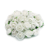 50PCS Simulation Rose Head Decorative Reusable Silk Fake Rose Flower for Wedding Party White