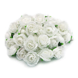 50PCS Simulation Rose Head Decorative Reusable Silk Fake Rose Flower for Wedding Party White