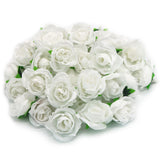 50PCS Simulation Rose Head Decorative Reusable Silk Fake Rose Flower for Wedding Party White - Side View