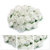 50PCS Simulation Rose Head Decorative Reusable Silk Fake Rose Flower for Wedding Party White - Top-Down View