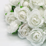 50PCS Simulation Rose Head Decorative Reusable Silk Fake Rose Flower for Wedding Party White - Low Angle