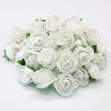 50PCS Simulation Rose Head Decorative Reusable Silk Fake Rose Flower for Wedding Party White