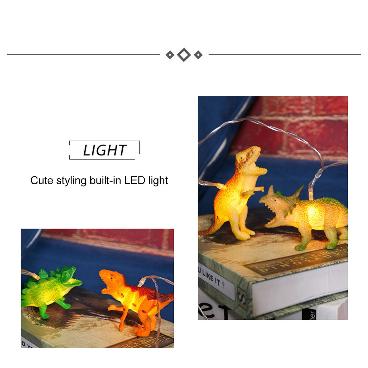 Dinosaur String Lamp 2m 10LED String Lights Animal Fashionable Decorative Light for Bedroom 4.5V