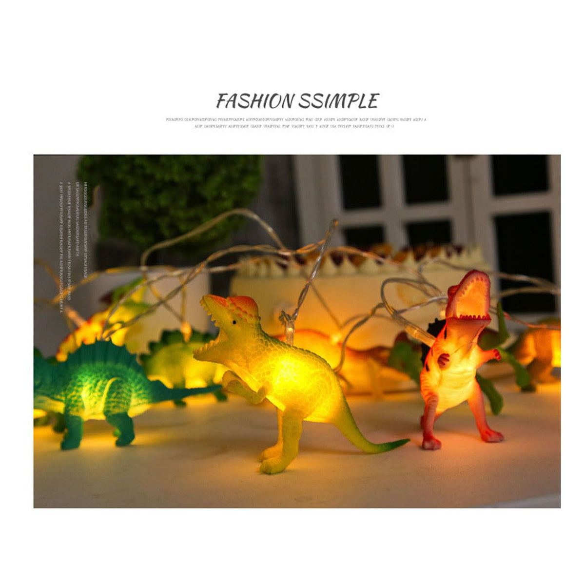 Dinosaur String Lamp 2m 10LED String Lights Animal Fashionable Decorative Light for Bedroom 4.5V