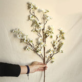 Artificial Cherry Blossom 4 Branches Decorative Lifelike Cherry Blossom Branches Decor 97cm White - Extra Image