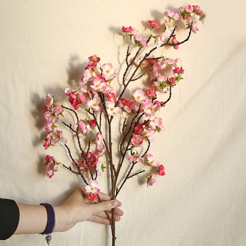 Artificial Cherry Blossom 4 Branches Decorative Lifelike Cherry Blossom Branches Decor 97cm Dark Pink