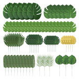 70pcs Simulated Palm Leaves Decorative Practical 10 Kinds Fake Faux Jungle Leaf Set for Home