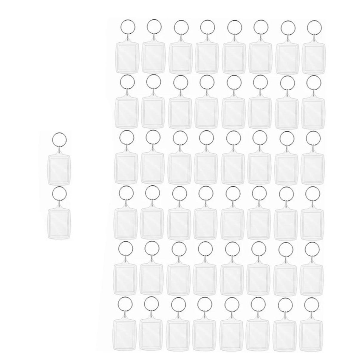 50Pcs Photo Insert Keychain Acrylic Blank Transparent Photo Picture Frame Keyring
