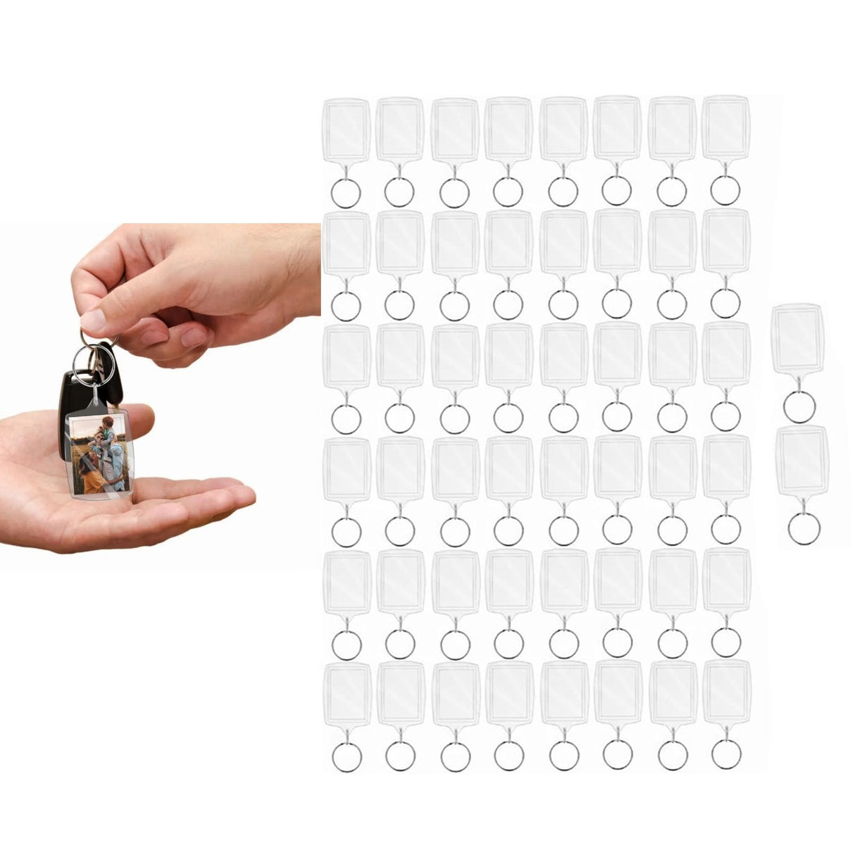 50Pcs Photo Insert Keychain Acrylic Blank Transparent Photo Picture Frame Keyring