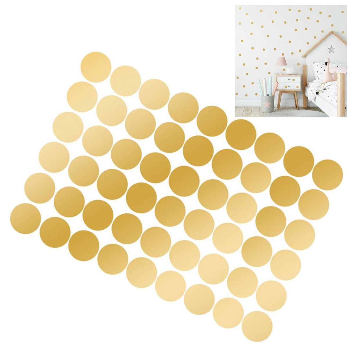 108Pcs Dot Stickers Pure Color Round Shaped PVC Wide Application Circle Stickers for Office Bedroom Kitchen 11.2x16.1in Gold(1.5x1.5in)