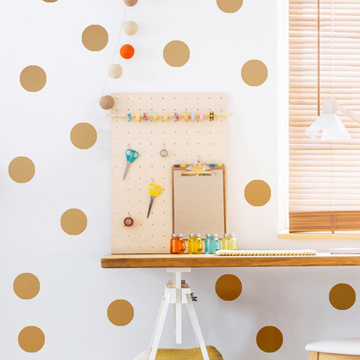 108Pcs Dot Stickers Pure Color Round Shaped PVC Wide Application Circle Stickers for Office Bedroom Kitchen 11.2x16.1in Gold(1.5x1.5in)
