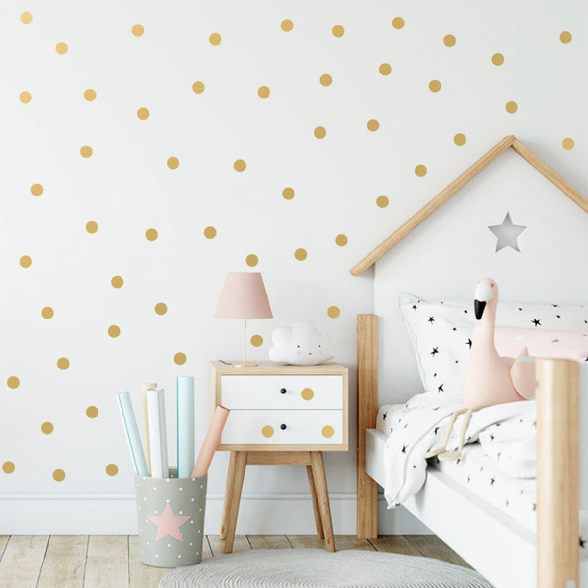 108Pcs Dot Stickers Pure Color Round Shaped PVC Wide Application Circle Stickers for Office Bedroom Kitchen 11.2x16.1in Gold(1.5x1.5in)